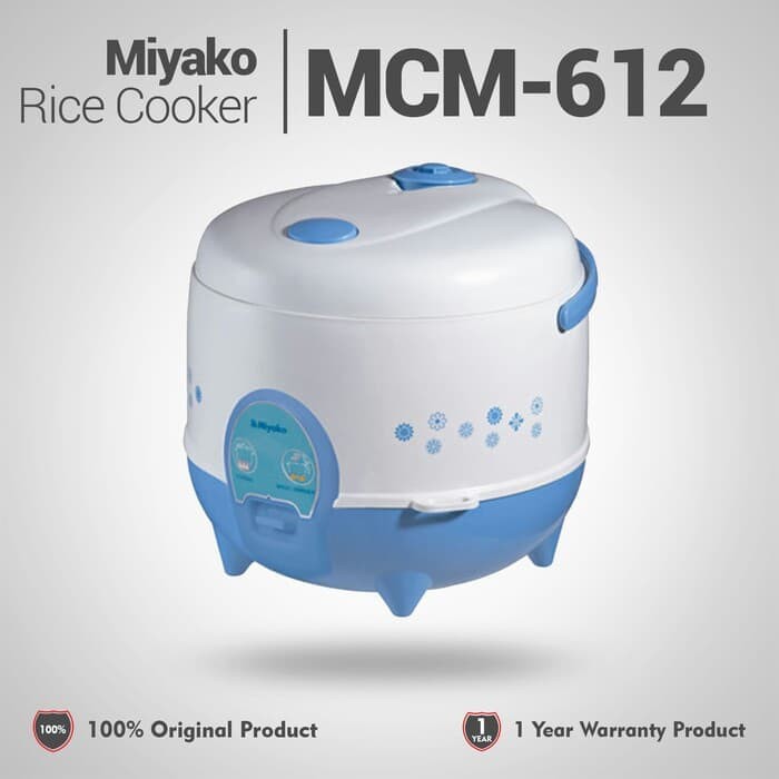 Rice Cooker MIYAKO MCM-612 / Magic Com 3 in 1 Putih Biru 1.2 Liter 1 kg Penanak Nasi MCM 612