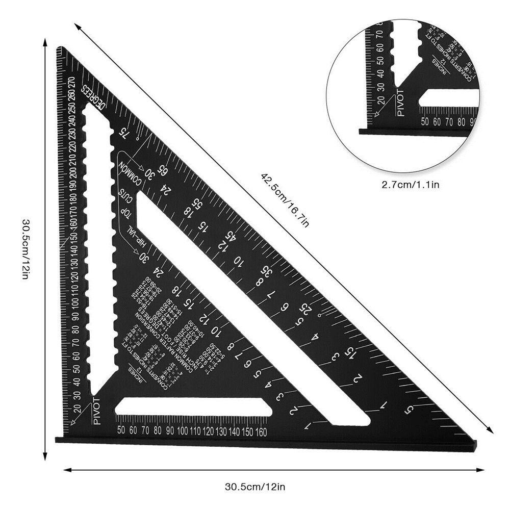 POPULAR Populer Speed Square Busur Derajat Tahan Lama Woodworking Alat Aluminium Alloy Carpenter Framing Measurement