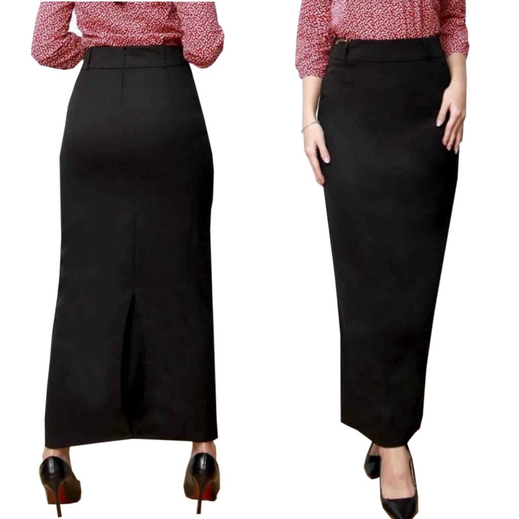 Rok Kerja Wanita Panjang / Formal Rempel Span / Rok Kerja Wanita / Rok Polos Span Wanita