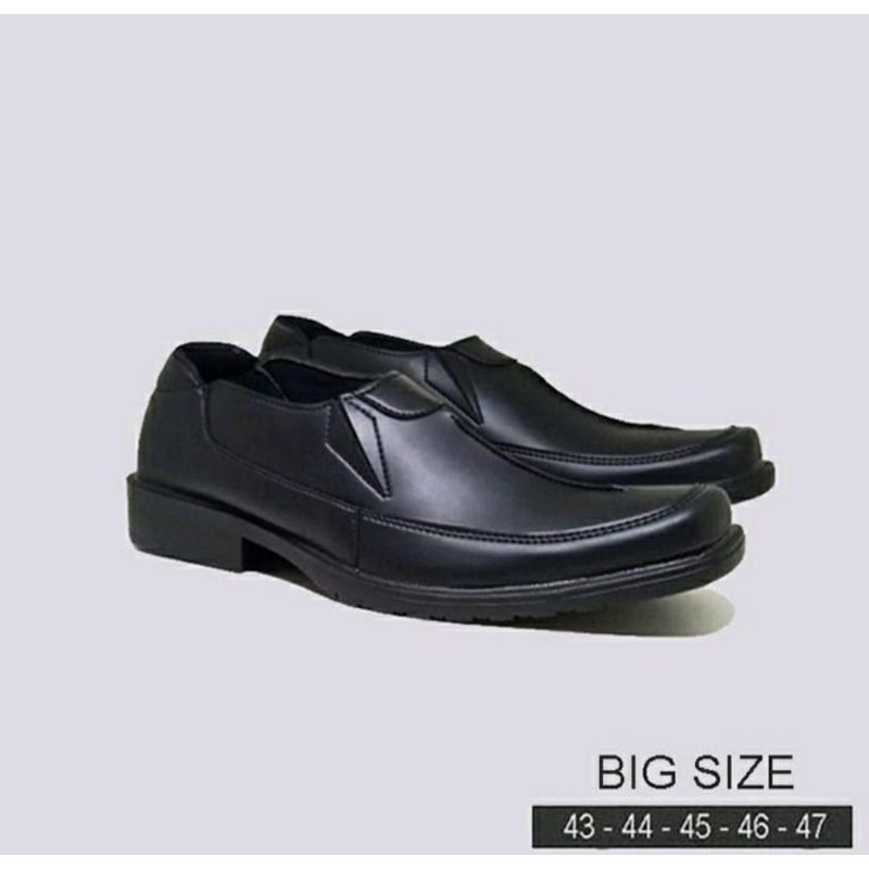 BIG SIZE 43-47 Sepatu Pantofel Pria Barack 10 Size JUMBO Loafers Slip On Kulit Kantoran Sepatu PNS JUMBO Hitam, 44