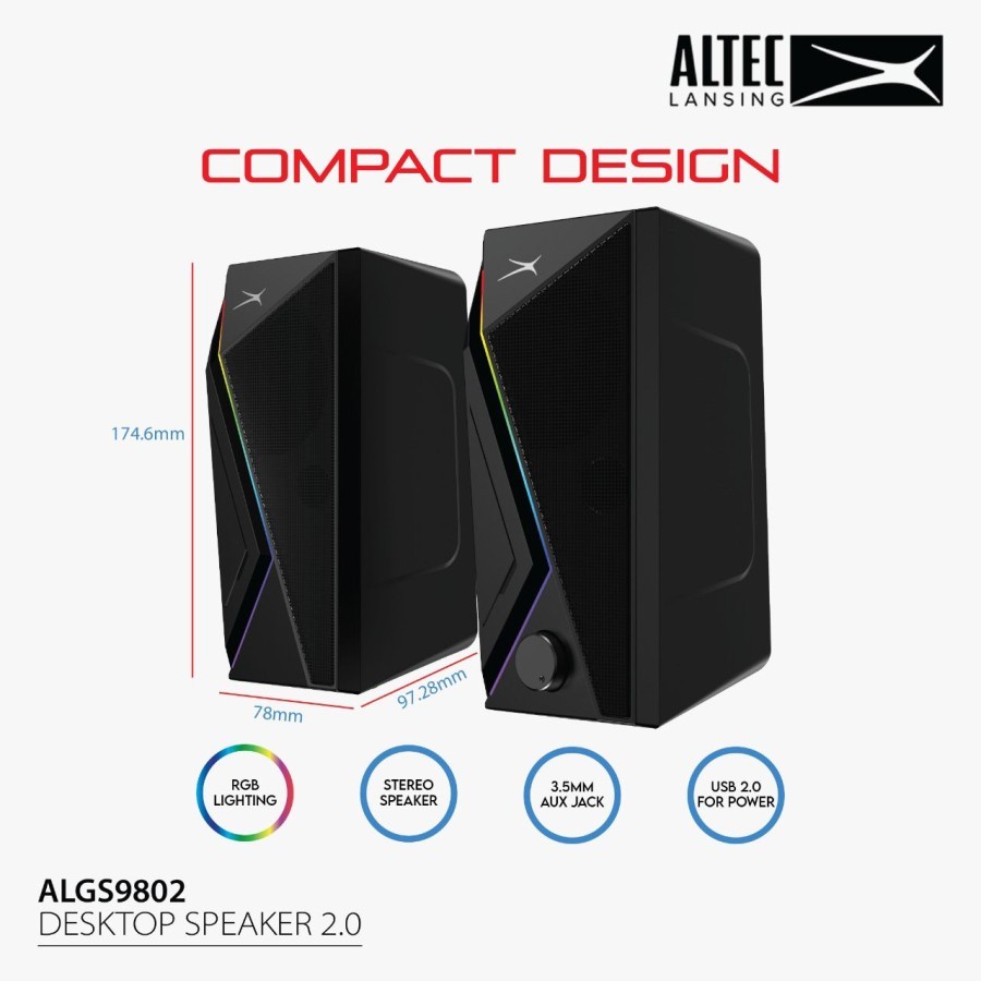 Altec Lansing ALGS9802 RGB 2.0 Compact Speaker