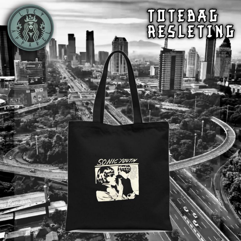 Tote bag Band Sonic Youth totebag resleting Musisi Band Sonic Youth canvas / tas jinjing hitam polos