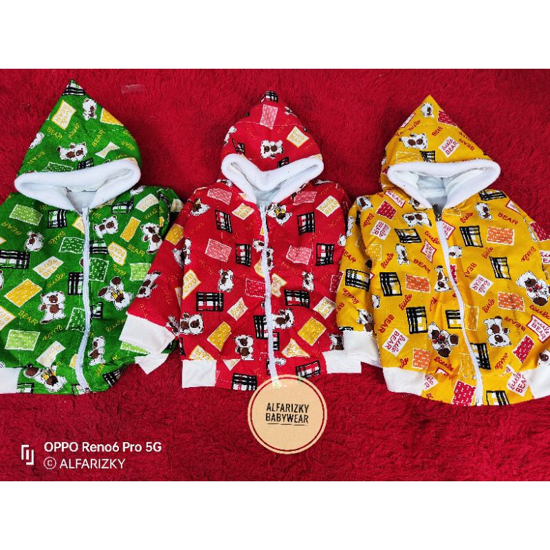 JAKET BAYI TEBAL, MOTIF BEAR WARNA CERAH-3