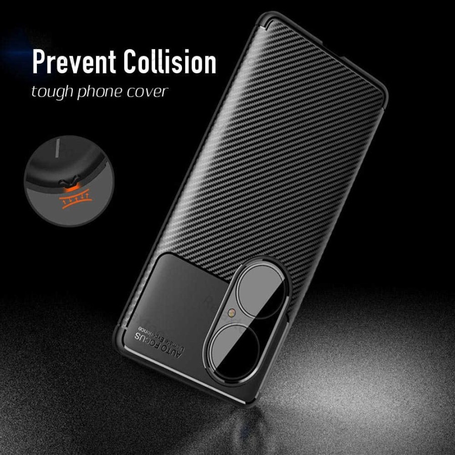 HUAWEI P50 PRO SOFTCASE FOCUS CARBON SOFT CASE KARBON COVER SILICONE - BLACK