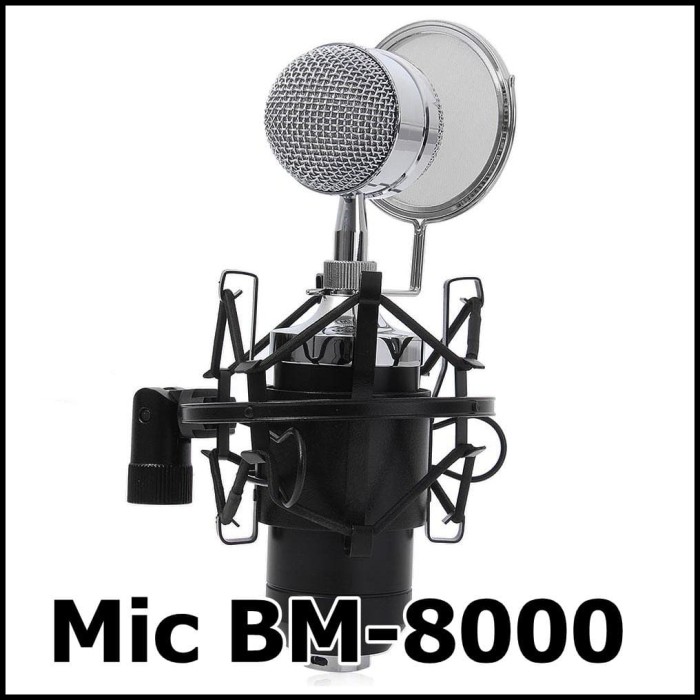 Taffware Mikrofon Kondenser dengan Shock Proof Mount Mic BM 8000
