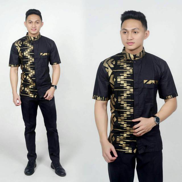 ABC | Baju batik pria lengan pendek motif zig zag gold