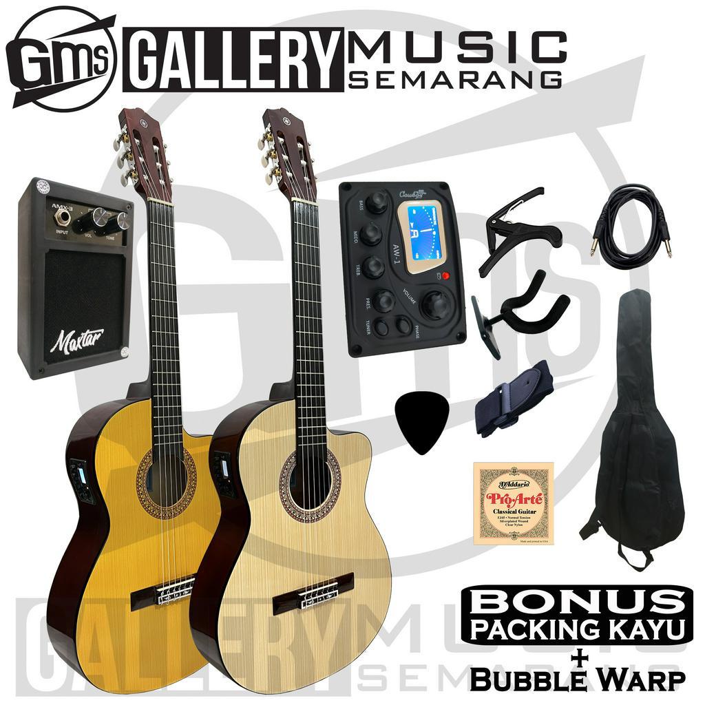 Gitar Klasik Elektrik Cutaway Nylon C315 Tanam Besi Gitar Klasik Elektrik Cutaway Equalizer Tuner Cowboy AW-1