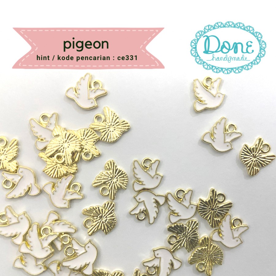 Done handymade charm pigeon charm merpati aksesoris wedding bird ce331