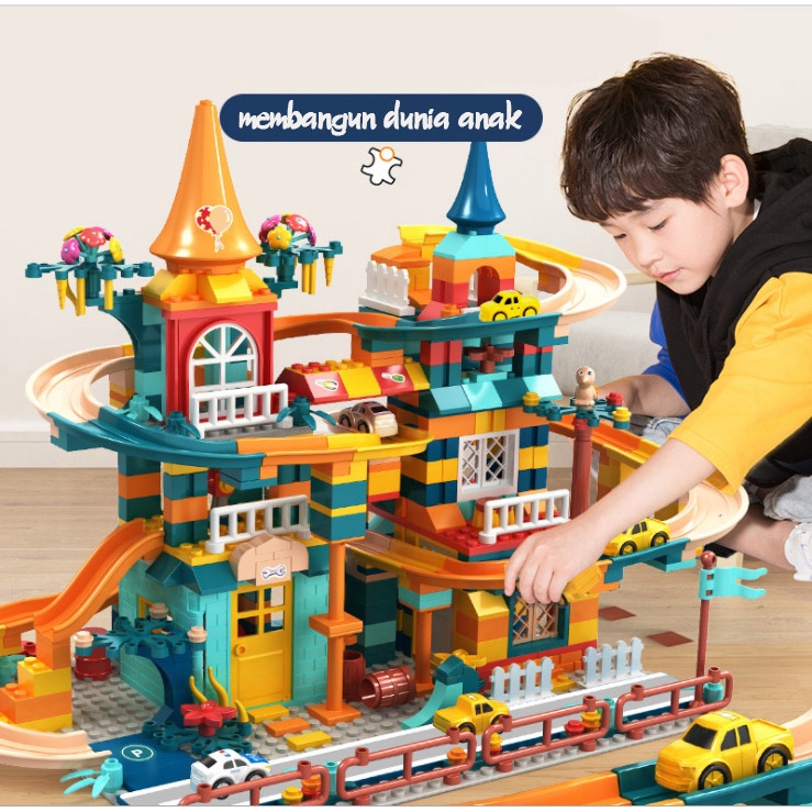 Track Building Blocks 512 PCS Mainan Anak Impor Bricks Block Menyusun Mobil mobilan