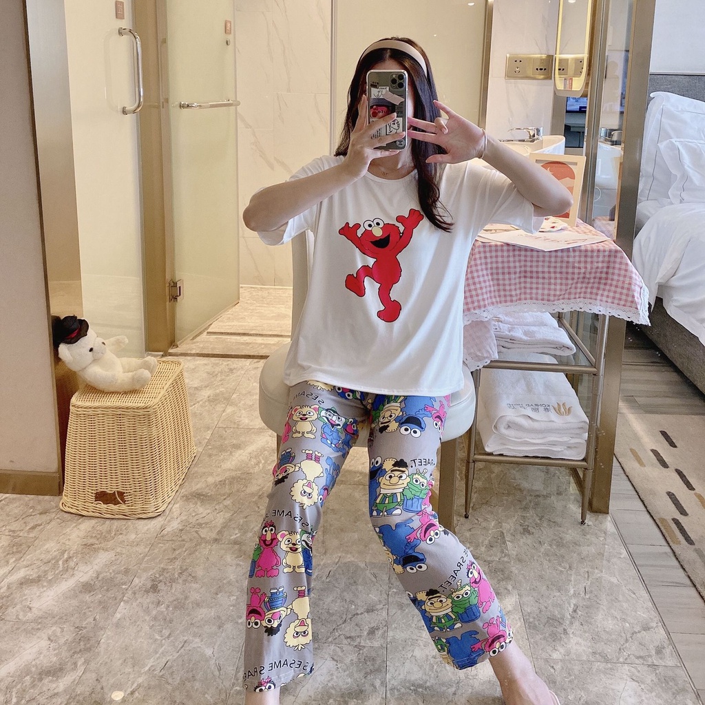 Blackpink Baju Tidur Set Piyama 3 in 1 Wanita Celana Panjang Pendek Import Fashion Korea 4003
