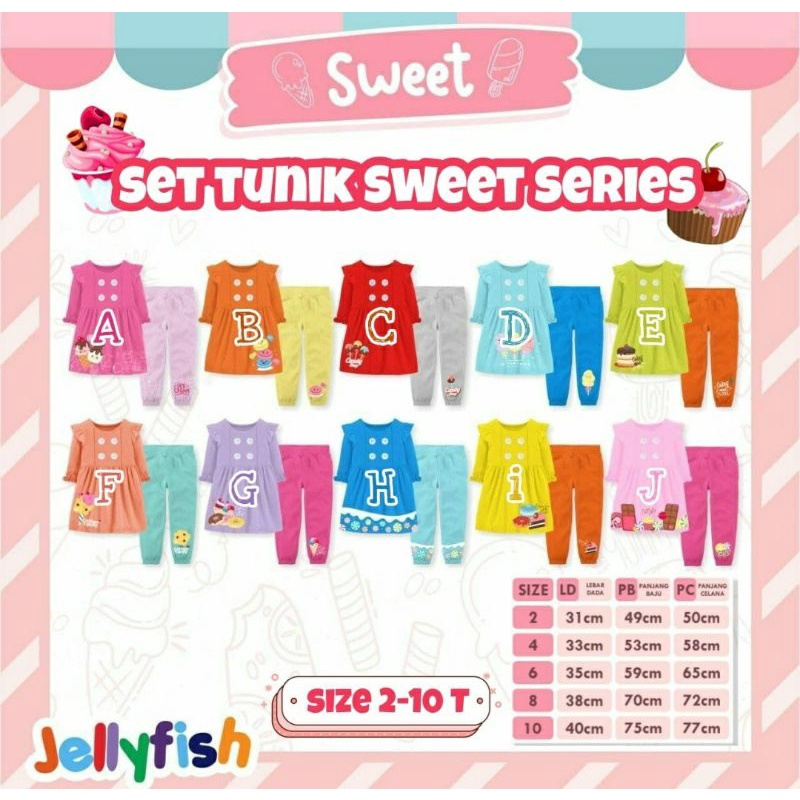jellyfish setelan tunik baju anak perempuan