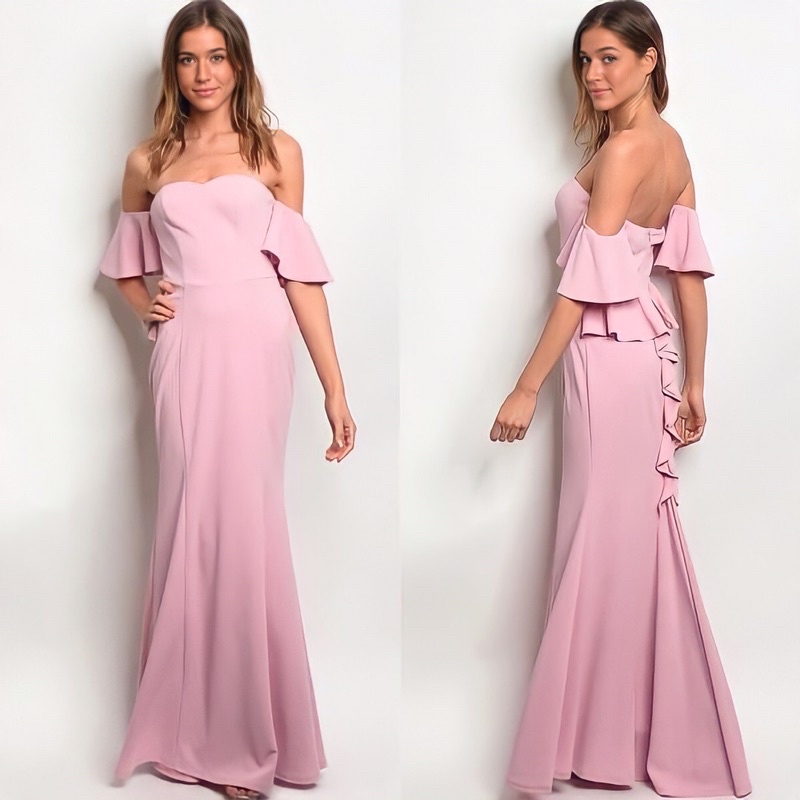 SOPHIE DRESS - Mermaid dress wanita off shoulder sabrina gaun pesta party baju big size jumbo ukuran