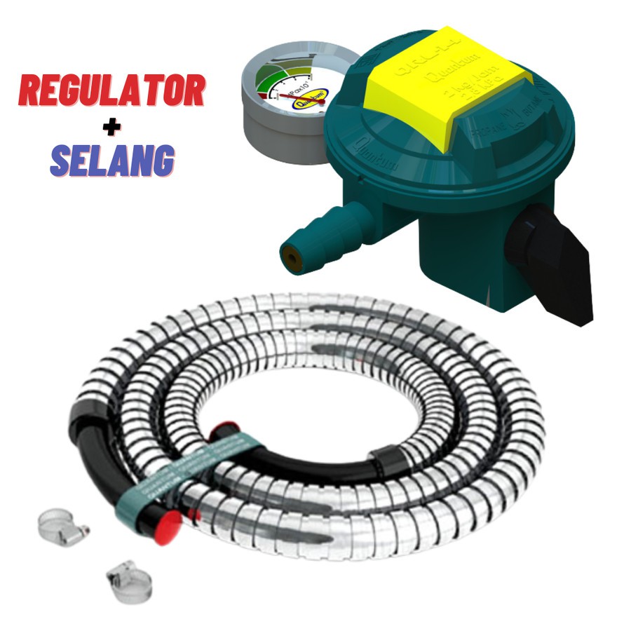 SELANG REGULATOR QUANTUM QRL 14 PAKET REGULATOR + SELANG KOMPOR GAS