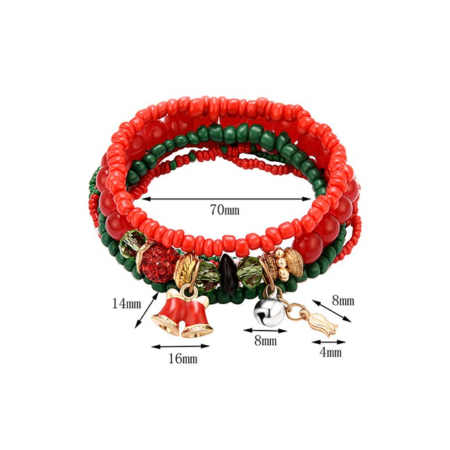 LRC Gelang Tangan Fashion Color Christmas Multi-layer Bracelet D18682