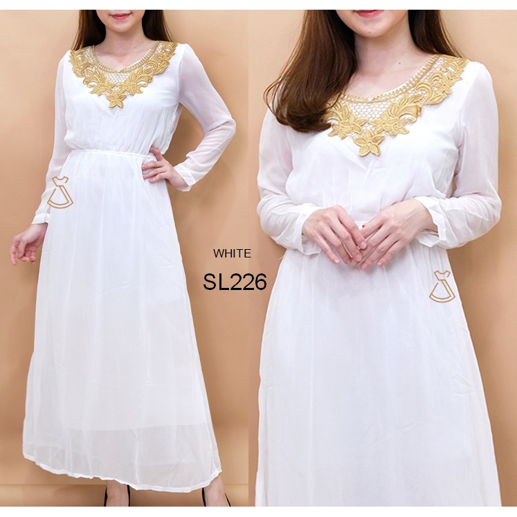 SL226 - Dress Party Chiffon Dress White Maxi