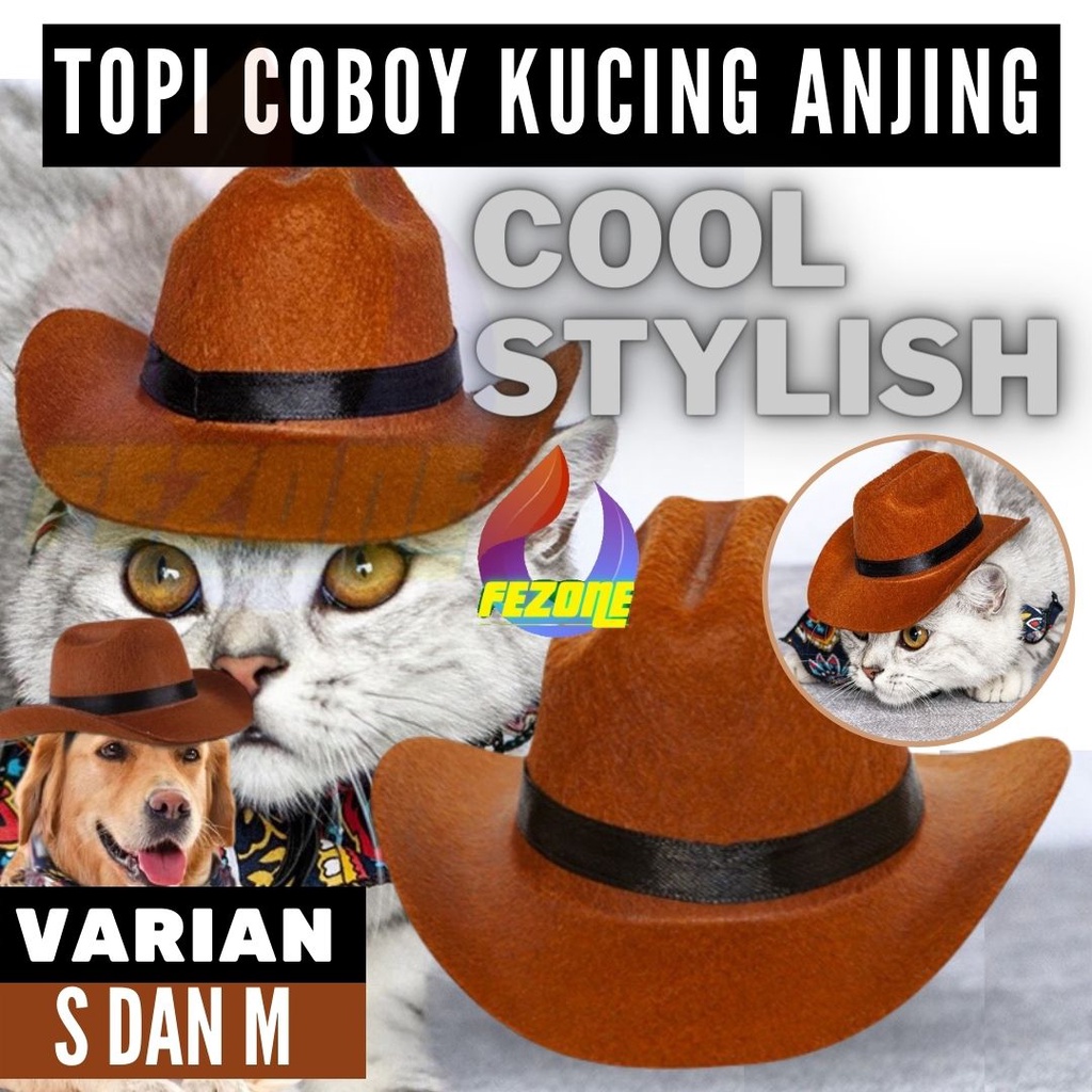 Topi Kucing Anjing Lucu Cowboy Pet Hat Aksesoris dengan Desain Stylish dan Trendi FEZONE