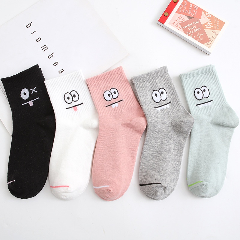 OVERFLOWS.ID KAOS KAKI PANJANG DIATAS MATA KAKI MOTIF MONSTER GARIS KARTUN LUCU