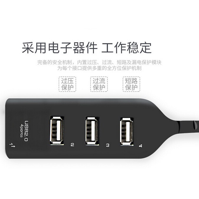 GS8 Cabang Usb Hub USB Hub 2.0 4 Port Portable HB300004 Black