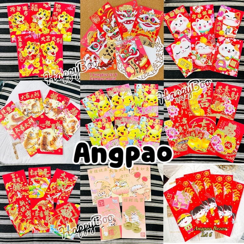 angpao isi 6 barongsai angpao imlek angpao chinese new year gong xi fa chai besar / sedang imlek / kawin / wedding