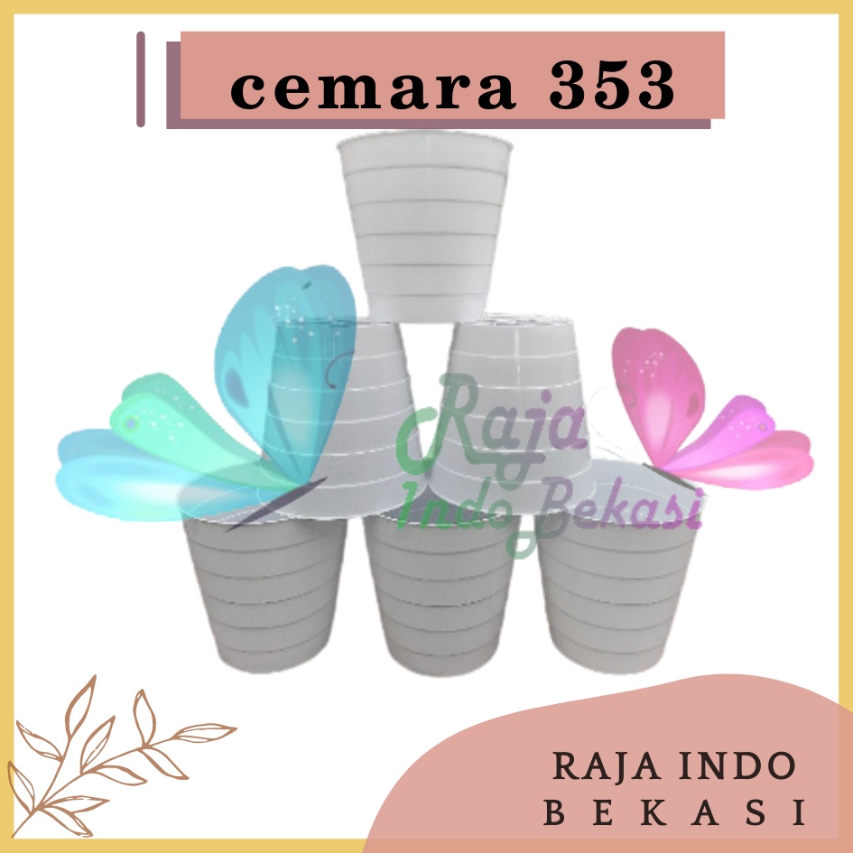 Pot Monas Besar Jet Cemara 353 Putih Dimater 24,5cm  Pot Monas Meteor Bkn Pot Tawon Pirus 24 Putih