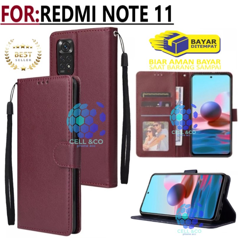 NEW XIAOMI REDMI NOTE 11 FLIP COVER CASE FLIP LEATHER WALLET PREMIUM FLIP CASE BUKA TUTUP KESING HP CASING FLIP CASE WALLET XIAOMI REDMI NOTE 11