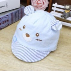 Topi Anak Bayi Usia 3 - 12 Bulan IMPORT Motif Beruang - Topi Anak Bayi Bahan Adem Lembut Bagus-BIRU