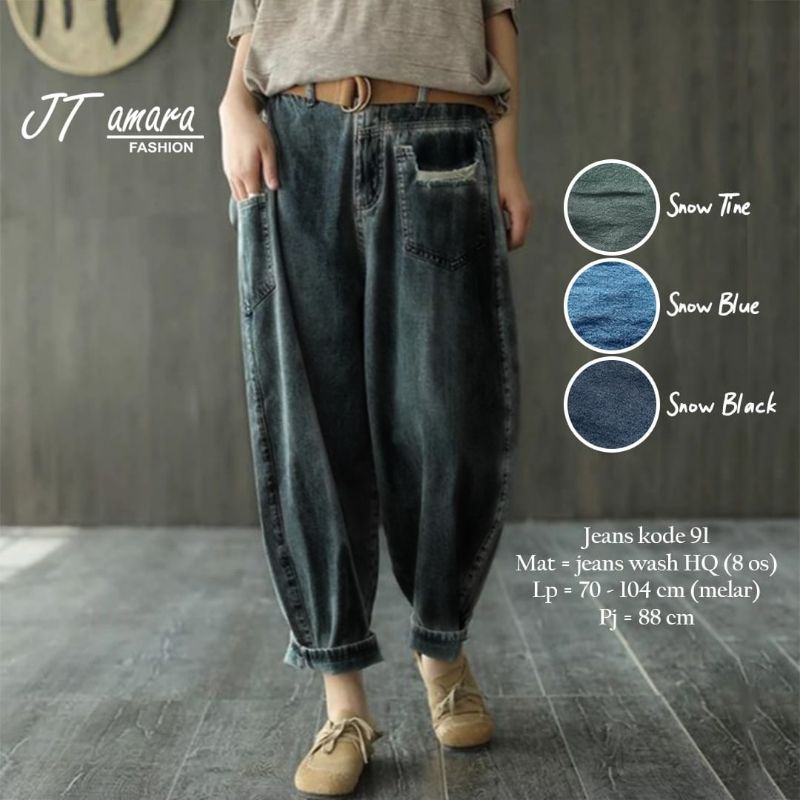 koleksi terbaru mizuki baggy jeans / celana wanita jeans jumbo high quality