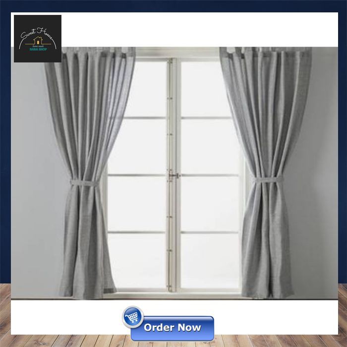 LENDA Gorden dengan pengikat, 1 pasang, abu-abu Gagang Horden IK 236