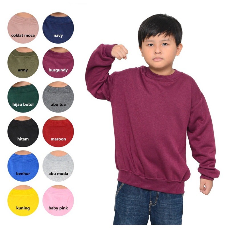 GREENSTORE TERBARU SWEATER BASIC ANAK COWOK CEWELK/OUTWEAR ANAK UNISEX/JAKET SEEATER POLOS