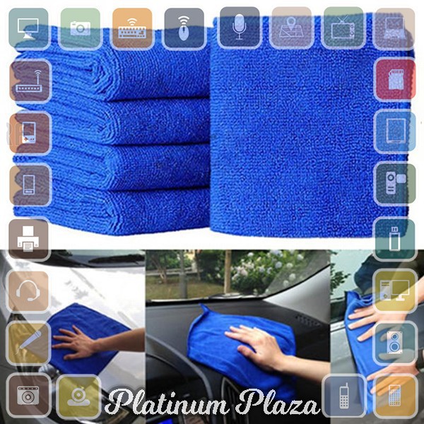 EACHGO Handuk Mikrofiber Lap Pengering Mobil 25 x 25 CM - WJJD201 - Blue`27HO4G-