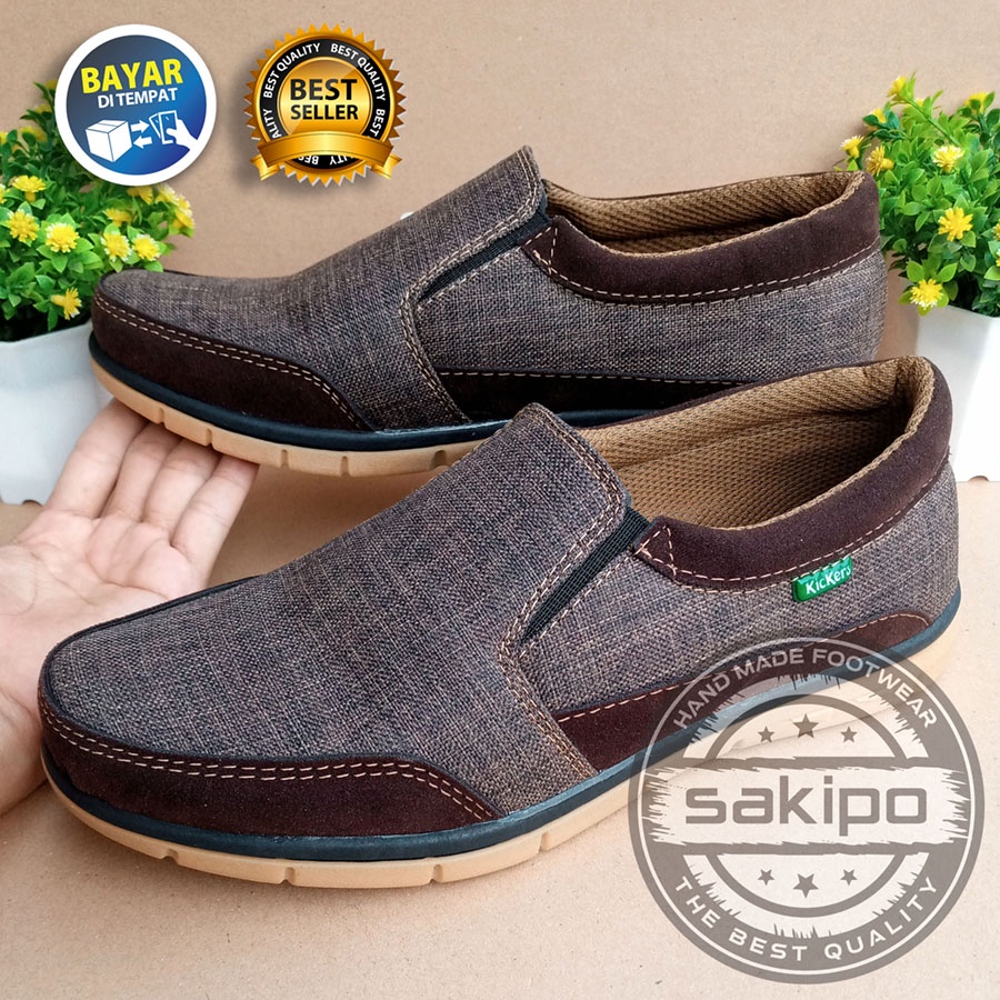 PROMO KEMERDEKAAN !! SEPATU KASUAL PRIA DEWASA SLIP ON WARNA COKLAT MURAH BERKUWALITAS SOL KARET TRENDI NYAMAN DIPAKAI / SEPATU SANTAI PRIA DEWASA / SEPATU KERJA LAPANGAN / SEPATU KERJA KANTORAN SOL KARET / SAKIPO