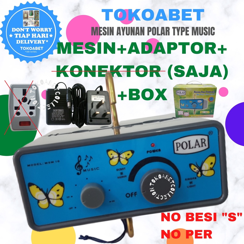 CUSTOM Mesin Ayunan Bayi POLAR MUSIC VARIASI+ADAPTOR+KONEKTOR KAKI 3 OPTIONAL (NO PER+NO BESI S)