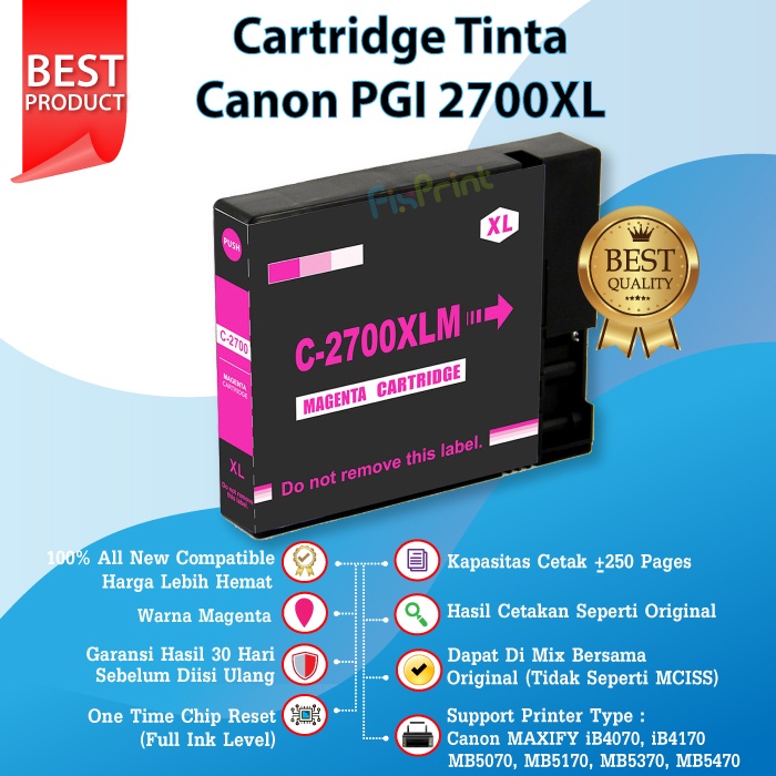 1 Satu SET CMYK Cartridge Tinta Canon PGI 2700XL 2700 XL PGI2700XL