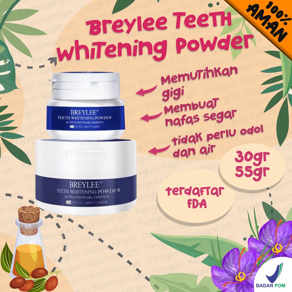Breylee teeth whitening powder bubuk pemutih gigi 30gr 55gr Bpom original ori