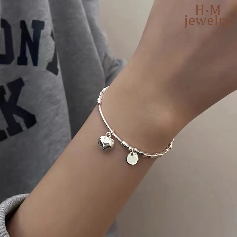 Gelang Tangan Silver Motif Hati Untuk Wanita