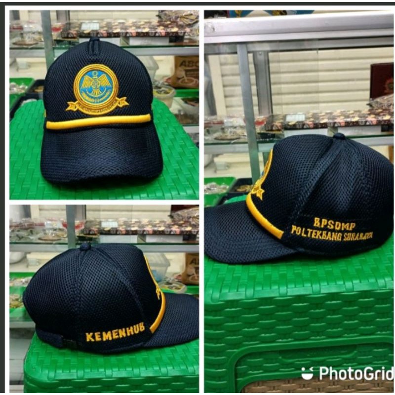 Topi dishub bahan jaring honorer atau pns + nama