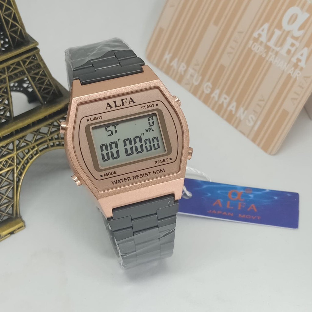 Hamilton Fort-Liberte Jam Tangan Pria / Wanita Alfa AF502 Original Rantai Black Rosegold