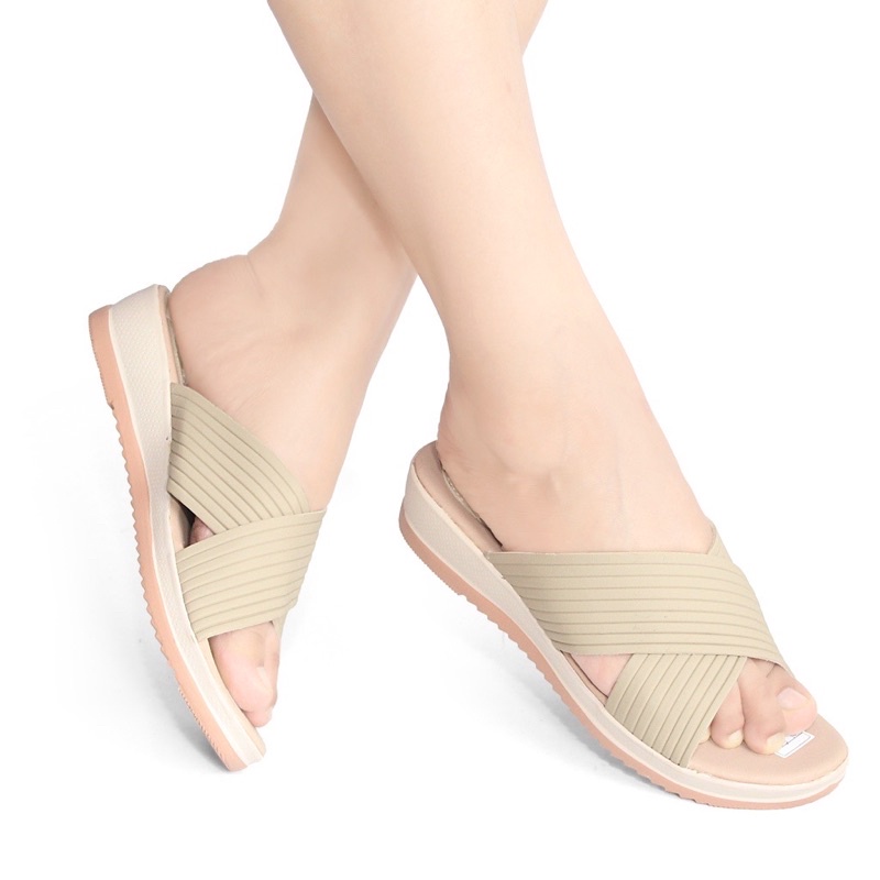 Sandal Wedges Wanita Selop Slop Sendal Casual Murah V02