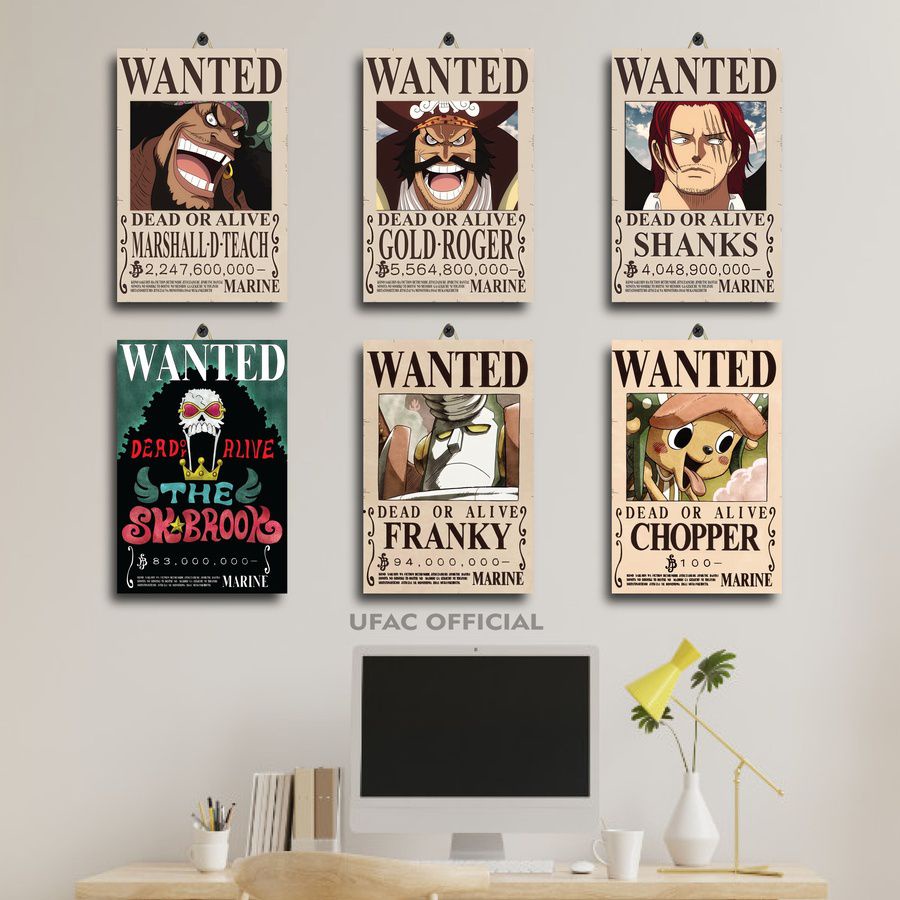 HIASAN RUANG MURAH ANIME ONE PIECE WANTED BOUNTY TERBARU 20X30 5O5GS/EPIDH/ POSTER DINDING KAMAR ONE