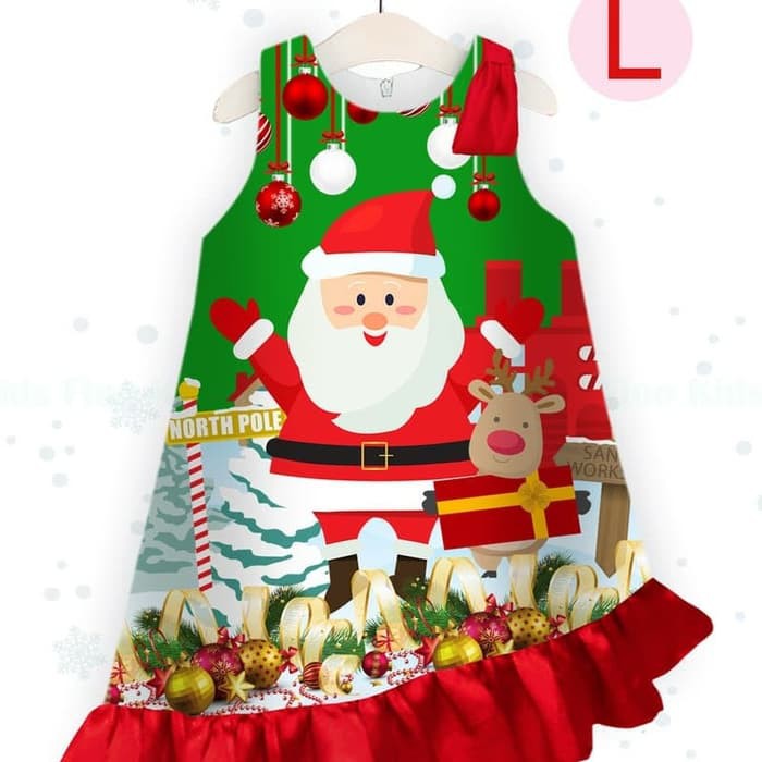 Dress Natal Anak Santa Hijau Merah