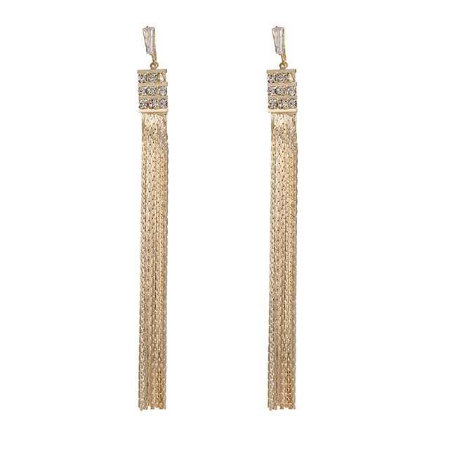 LRC Anting Tusuk Fashion Golden Tassel Stud Earrings K13213