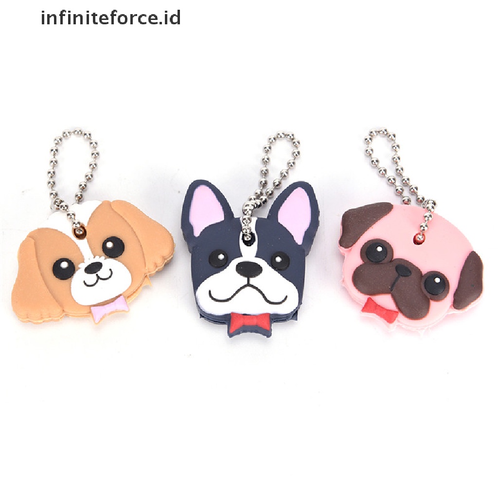 (infiniteforce.id) Gantungan Kunci Bentuk Anjing / Kucing / Kelinci Bahan Silikon PVC