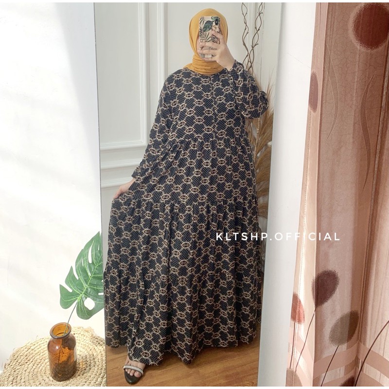 DRESS RAYON / DRESS SYAR’I / GAMIS SYARI / GAMIS PREMIUM-Sultan hitam