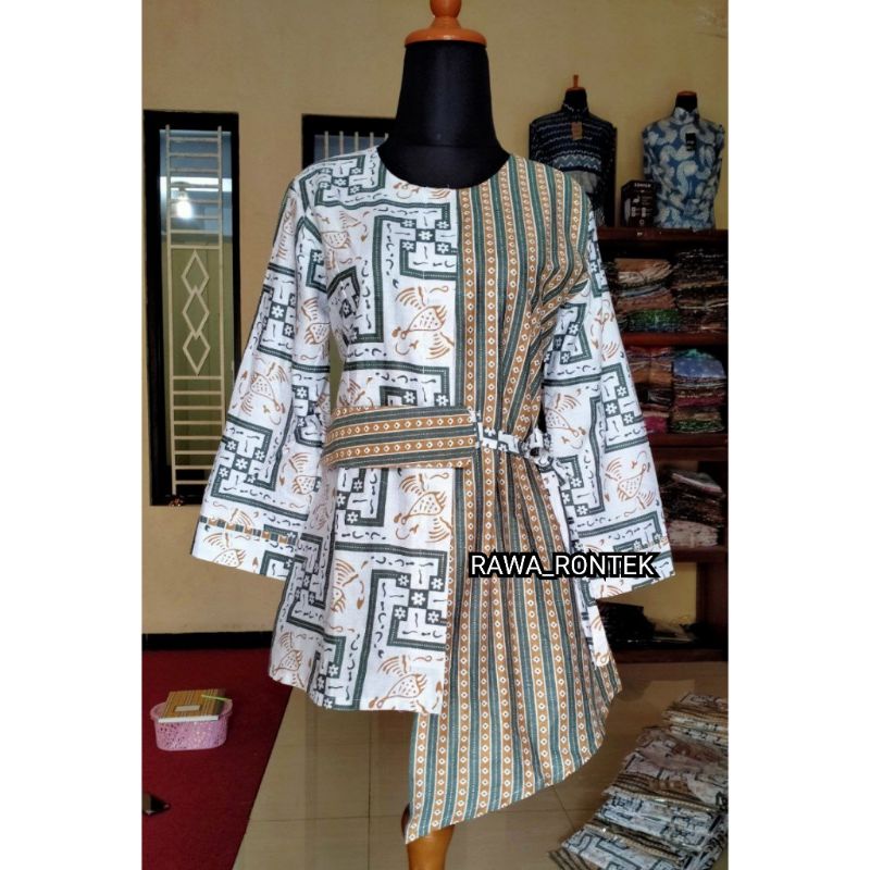 M-L-XL-XXL-JUMBO Batik wanita ASJ SA HRB026 Kenongo Kemeja Tosca Pendek-B grafiti