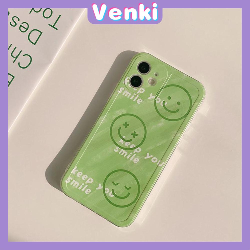 Casing Silikon iPhone 13 Pro Max 12 Pro Max 11 7 Plus Shockproof Aksen Smiley Warna Hijau