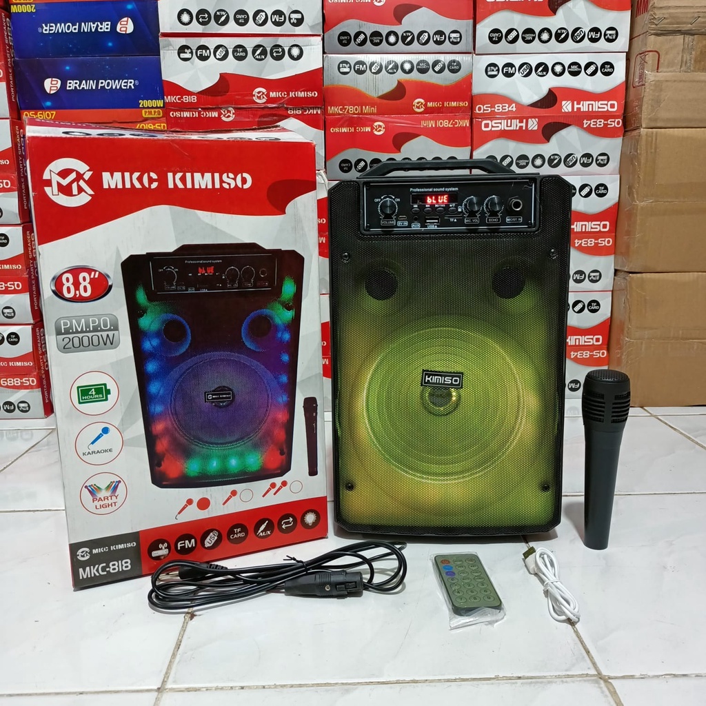 SPEAKER BLUETOOTH KIMISO MKC 818 BONUS MIC SUARA MEGA BASS