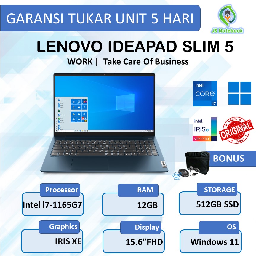 LENOVO IDEAPAD SLIM 5 15 TOUCH i7 1165G7 12GB 512SSD W11 15.6FHD IPS