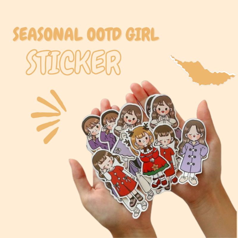 

20 pcs Seasonal OOTD Girl Sticker | Stiker dekorasi jurnal