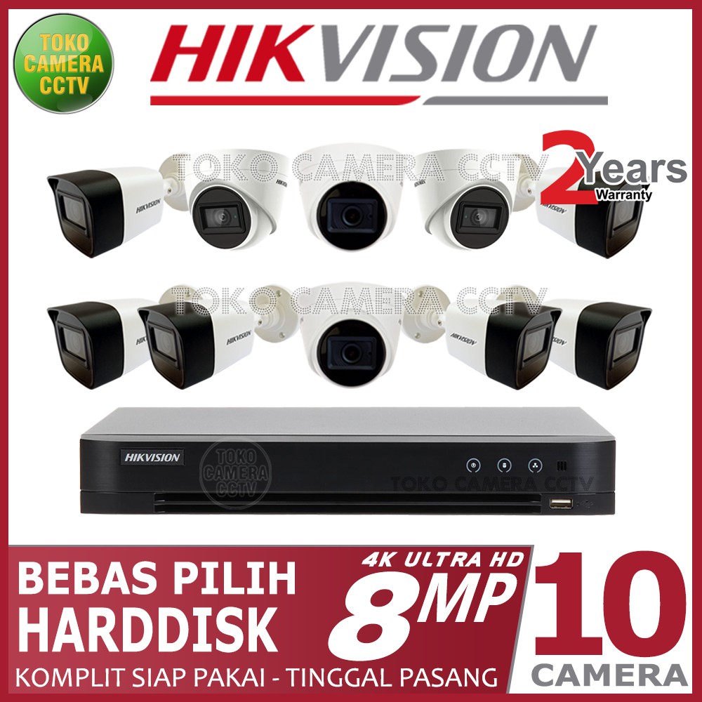 PAKET CCTV HIKVISION 8MP 16 CHANNEL 10 KAMERA