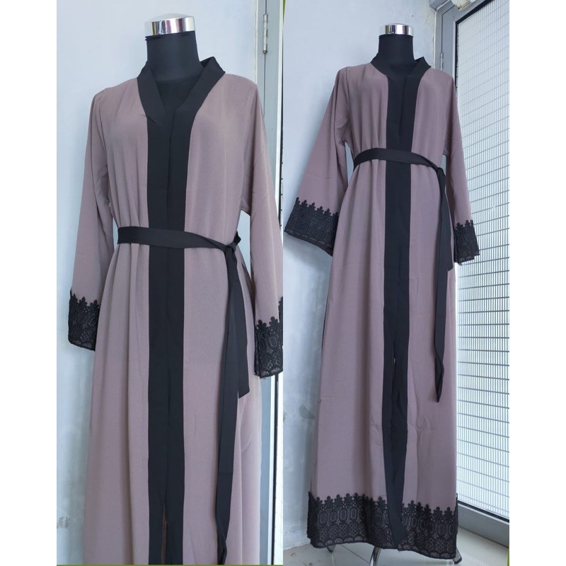 abaya kombinasi renda hitam abaya saudi bisa request warna dan ukuran jumbo
